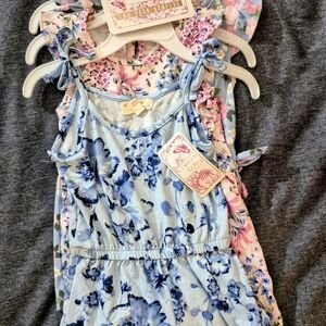 3 Rompers btween Floral Kids Set - Blue and Pink - NWT